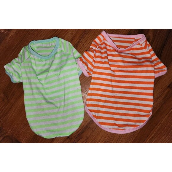 Dogs Shirts Short Sleeve Small 2 Pack Stripe Fits Maltese Size Dogs - Picture 1 of 5